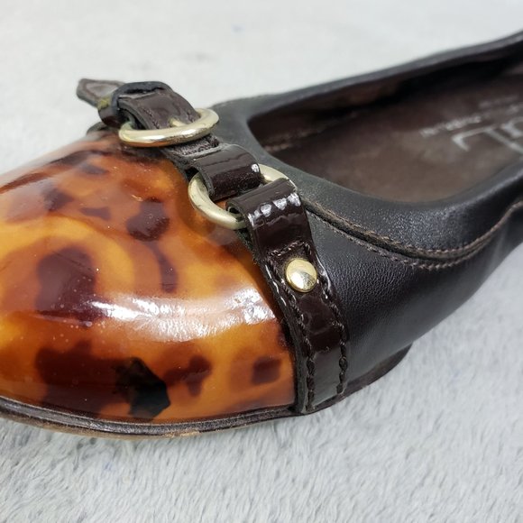 AGL Women's Italian Leather Leopard Print Toe Ballet Flats Slip On Loafers Shoes - Picture 6 of 14